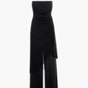 Chico's Black Label Strapless Mesh Jumpsuit